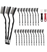 Jikvmis 20 Pcs Mini Wire Brush Stainless Steel Brush Set, Curved Handle Masonry Brush Wire Brush ...