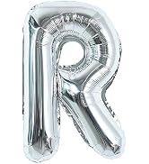TONIFUL 40 Inch Large Silver Letter R Balloons, Foil Mylar Big Letter Balloons for Birthday Party...