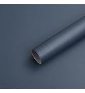 HeloHo 118"X15.7" Solid Blue Wallpaper Matte Textured Peel and Stick Wallpaper Self Adhesive Remo...