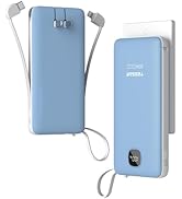 TESSAN Portable Charger with Built in Cables, 10000mAh Power Bank Fast Charging with Foldable AC ...