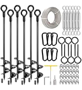 hannger 6 Pcs 30" Ground Anchors Heavy Duty Shed Anchor Kit with 3/16 Galvanized Cable &amp; Turnbuck...