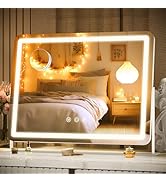 Hasipu Vanity Mirror with Lights, 16" x 12" LED Makeup Mirror, Light up Mirror with 10X Magnifica...