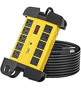 CRST 10-Outlets Heavy Duty Power Strip Metal Surge Protector with 15 Amps, 15-Foot Power Cord 280...