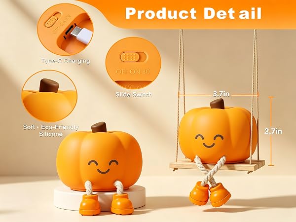 Cute Pumpkin Night Light Made of Soft Silicone