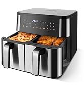 MIRASTON Dual Air Fryer, Upgraded Large 10QT, Digital Touchscreen, Smart Sync Cook &amp; Finish Funct...