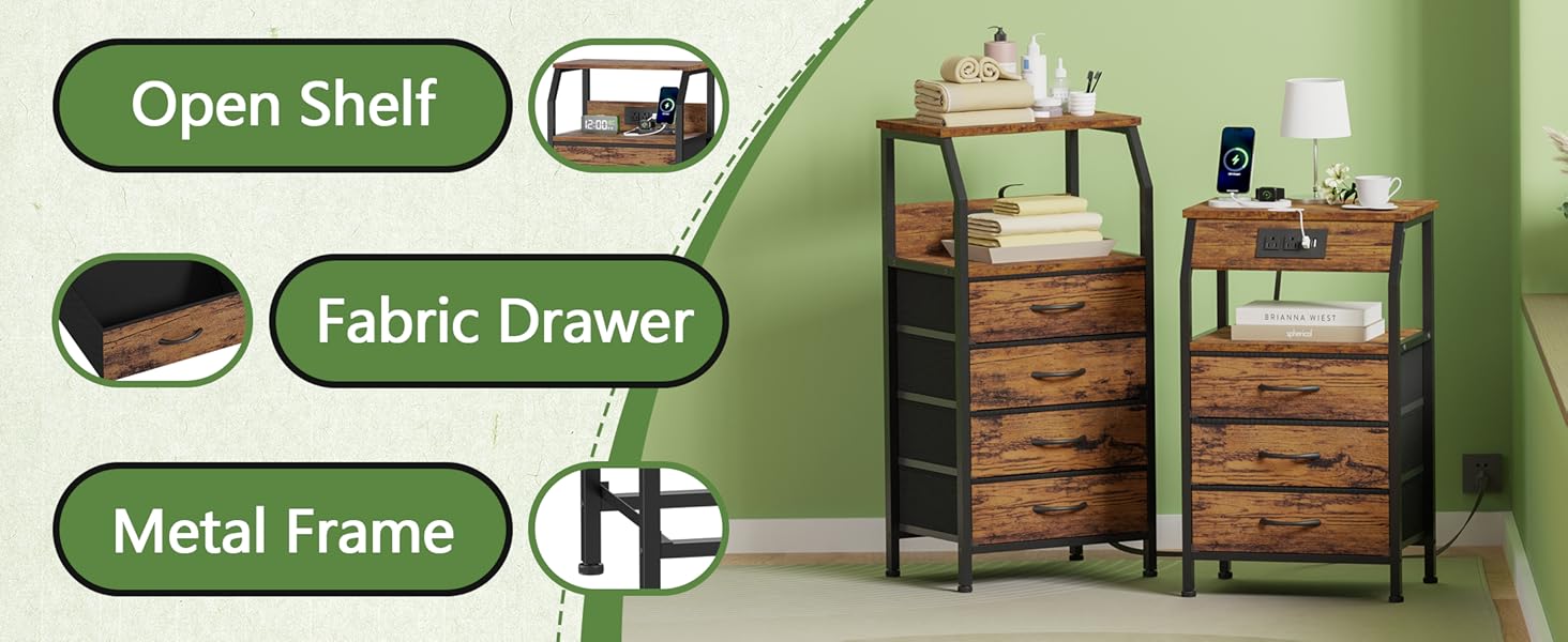 Night Stand with Charging Station