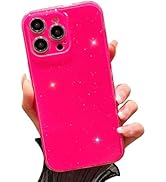 hot pink Cute Neon Glitter Shiny Bling Sparkly Glossy Shockproof Slim Camera Protection Case