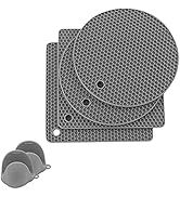 Silicone Hot Pads and Trivets, 6 Pack MDSXO Hot Pads Pot Holders and Oven Mitts Set for Kitchen H...