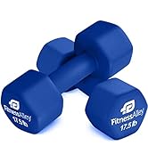 Fitness Alley Neoprene Coated Workout Dumbbells set of 2 – Anti Roll, Non Slip with Smooth Grip F...