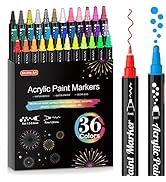 Shuttle Art 36 Colors Dual Tip Acrylic Paint Markers, Dot Tip and Fine Tip Acrylic Paint Pens for...