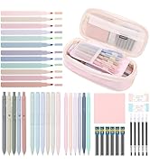 SKYDUE 44 PCS Aesthetic School Supplies with Cute Pencil Case, 12 Pastel Highlighters, 5 Black Ge...