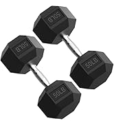 PAPABABE HEX Dumbbell Set 2.5-125lb, Rubber Encased Home Gym Dumbbells, Exercise &amp; Fitness Weight...
