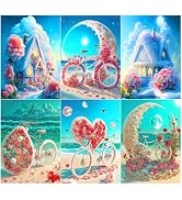 KYJ-UP 6 Pack Diamond Painting Kits for Adults, DIY Flowers 5D Diamond Painting with Round Full D...