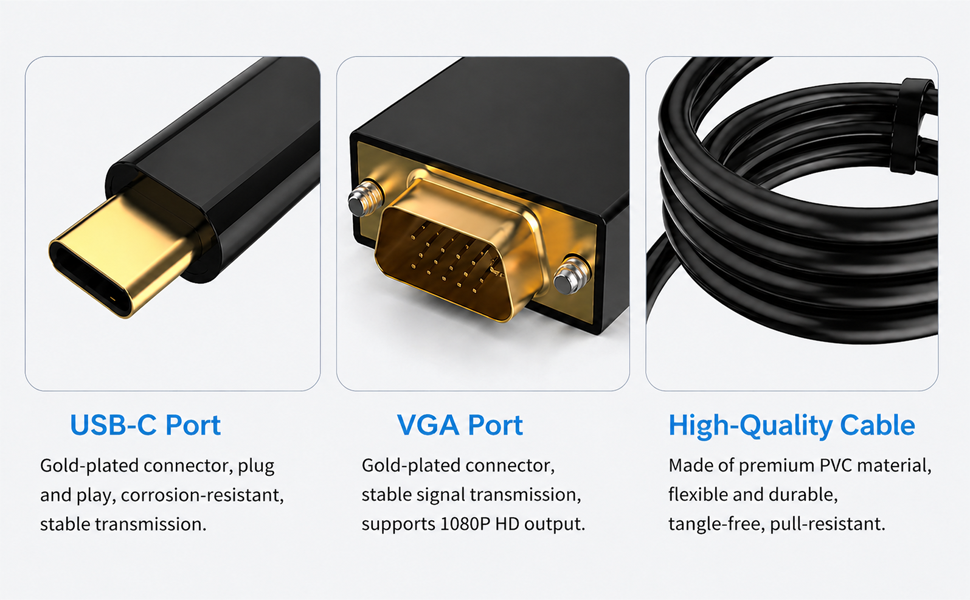 USB C to VGA Cable