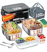 IFENROL Electric Heated Lunch Box for Adults, 100W 3-IN-1 2 Pack 1.8L Containers Heating Lunch Bo...