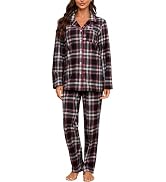 HEARTNICE Women Soft Pajama Set, Long Warm Flannel Pajamas Lightweight Cute Printed Pjs Set with ...