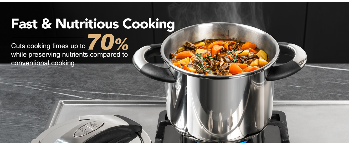 pressure cooker stainless steel pressure cooker with steamer and glass lid for multi-use