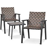 Magshion 3-Piece Outdoor Patio Furniture Set PE Rattan Wicker All-Weather Chairs and Wooden Coffe...