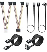 DALQUIS 6 Pcs SATA Power Spliter Cable and SATA III Data Cable Kit, Includes SATA Power Splitter ...