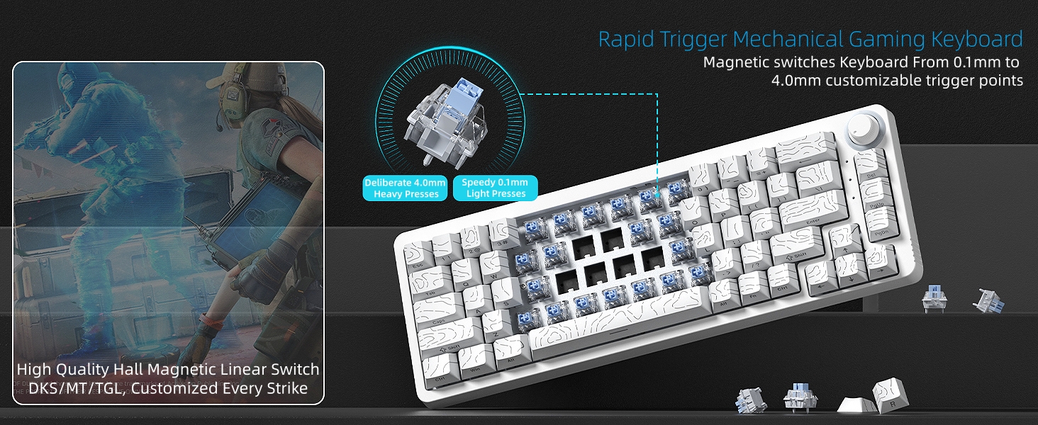 60% Percent Keyboard Rapid Trigger Gaming Keyboard RGB Hall Effect Topographic Keyboard