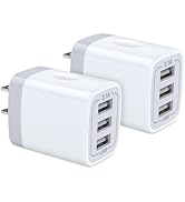 USB Wall Charger, Hootek 2Pack Wall Plug 3-Port USB Charging Station 3.1A Power Adapter Multi Por...