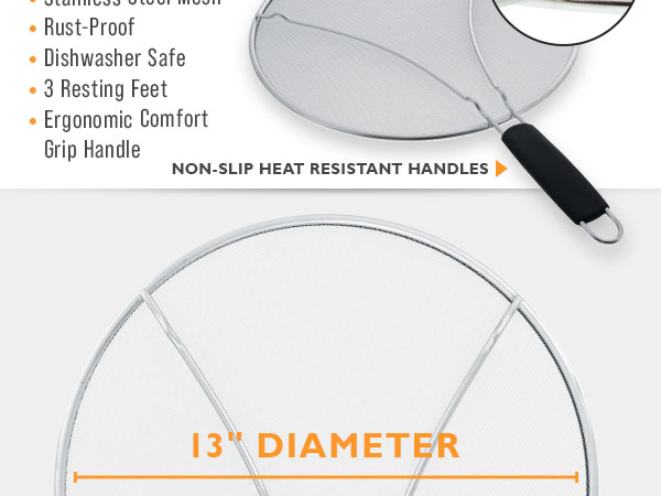 skillet shield stove top splashproof cookware utensil durable dishwasher safe ventilation strainer