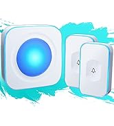 Wireless Doorbell Waterproof 1200 feet Door Bell with 2 Buttons with Different Tones Operating at...