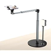 Overhead Phone Mount with Light for iPhone, Table Tripod for Content Creators, Portable Phone Cam...