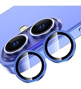 YWXTW for iPhone 16/iPhone 16 Plus Camera Lens Protector, Individual Anti Scratch Metal Ring Temp...