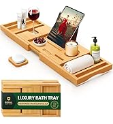 ROYAL CRAFT WOOD Premium Foldable Bathtub Tray - Expandable Bath Tray for Tub - Luxury Bathtub &amp; ...