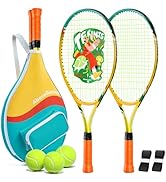 AboveGenius Kids Tennis Racket Set, 21-23 inch Tennis Racket for Toddler Youth Starter Kit, 3 Bal...