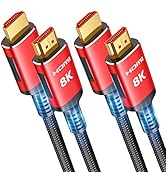 Snowkids Short 8K HDMI 2.1 Cable 2-Pack 1.5FT/0.5M, Ultra High Speed HDMI Braided Cord-48Gbps,4K@...