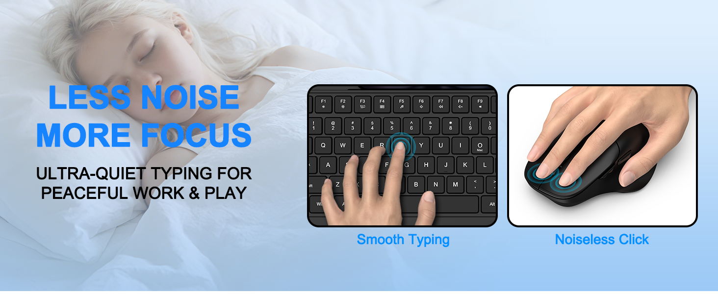 Wireless Keyboard and Mouse, Comfort Ergonomic Palm Rest Keyboard Mouse Combo Phone Holder