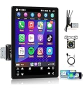 Podofo 9.5’’ Single Din Car Radio with Carplay &amp; Android Auto,Rotatable Touch Screen Car Stereo w...