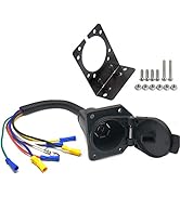 CARROFIX 7 Way Trailer Light Connector Socket 7 Wire Harness Electrical Quick Converter with Moun...