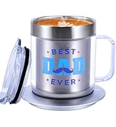 AURAGIFTBS 12oz Self Heating Coffee Mug, Heated Mug with Blue Light, Double Wall Electric Coffee ...