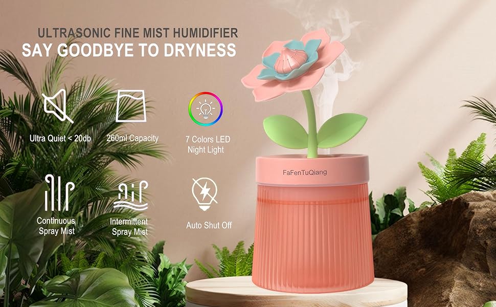 Small humidifier cute ultrasonic air humidifier for plants bedroom desk office aroma diffuser