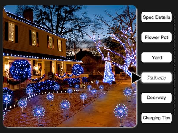 Multicolor fireworks lights are in the pathway