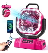 Odoland Portable Camping Fan with LED Lantern, 20000mAh Rechargeable Battery Powered Fan with Aut...