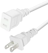 Short Indoor Extension Cord 6FT 2 Prong Polarized US AC Power Cable Male to Female, 5A 1250W for ...