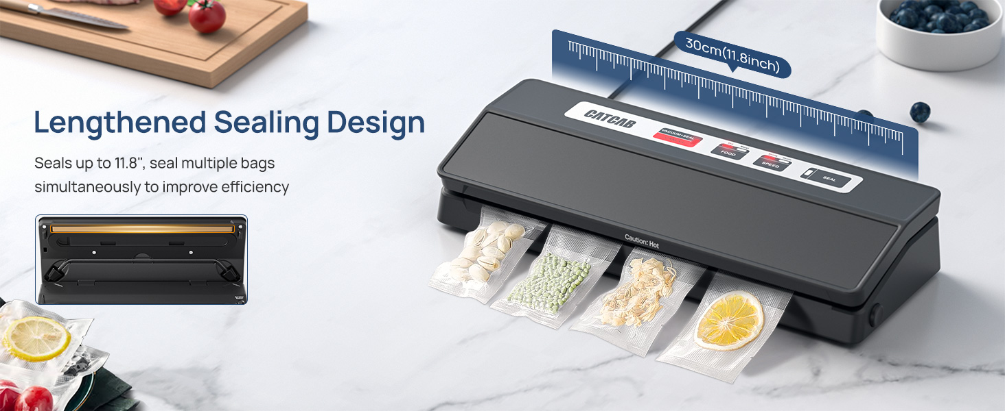 compact vacuum sealer for food with11.8 inches extended heat seal wire
