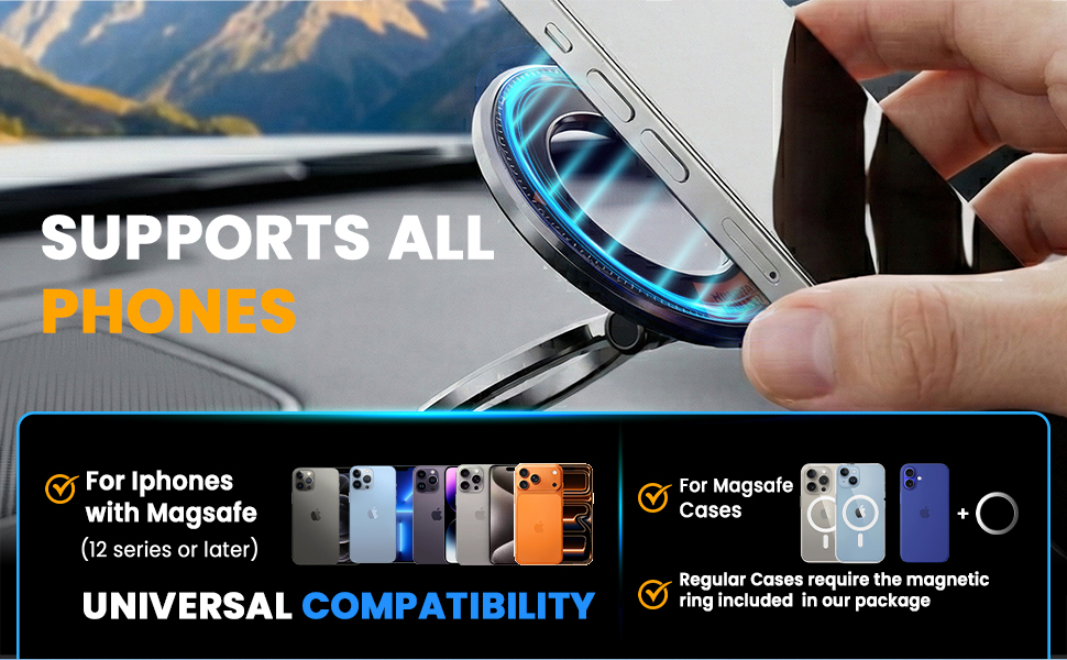 Magnetic Phone Holders showing compatibility
