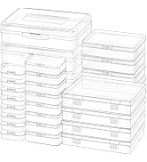 Jutieuo 28 Pack Mixed Sizes Rectangular Mini Plastic Containers Clear Plastic Storage Boxes with ...