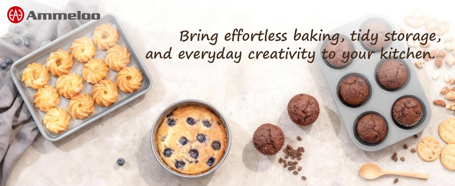 22-Piece Baking Pans Set Stackable Bakeware Set
