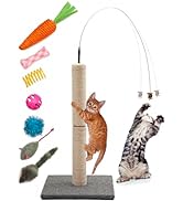 Fashion's Talk 22" Cat Scratching Post with Interactive Cat Toys Bundle, Sisal Tall Cat Scratchin...