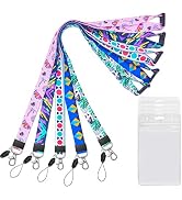 YOUOWO 5 Pack Lanyard with ID Badge Holder for Kids Keys Pink Cruise lanyards for id Badges Holde...