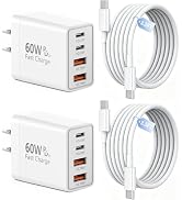 USB C Wall Charger Block 60W 4-Port Fast Charging Power Adapter | Multiport Charger, for iPhone &amp;...