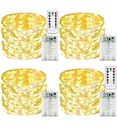 4 Pack Fairy Lights Battery Operated with Remote Control Timer, LED String Lights Outdoor Indoor ...
