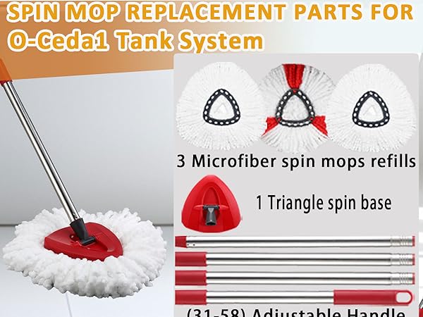Mop head Replacement for Ocedar, Mop handle for O Cedar, Mop Base Mop Refills for O-Cedar Spin Mop