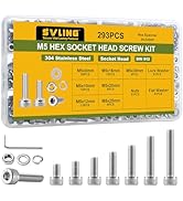 SVLING 293PCS M5 Screws Assortment Kit, 304 Stainless Steel 18-8 Hex Socket Head Cap Screws Bolts...
